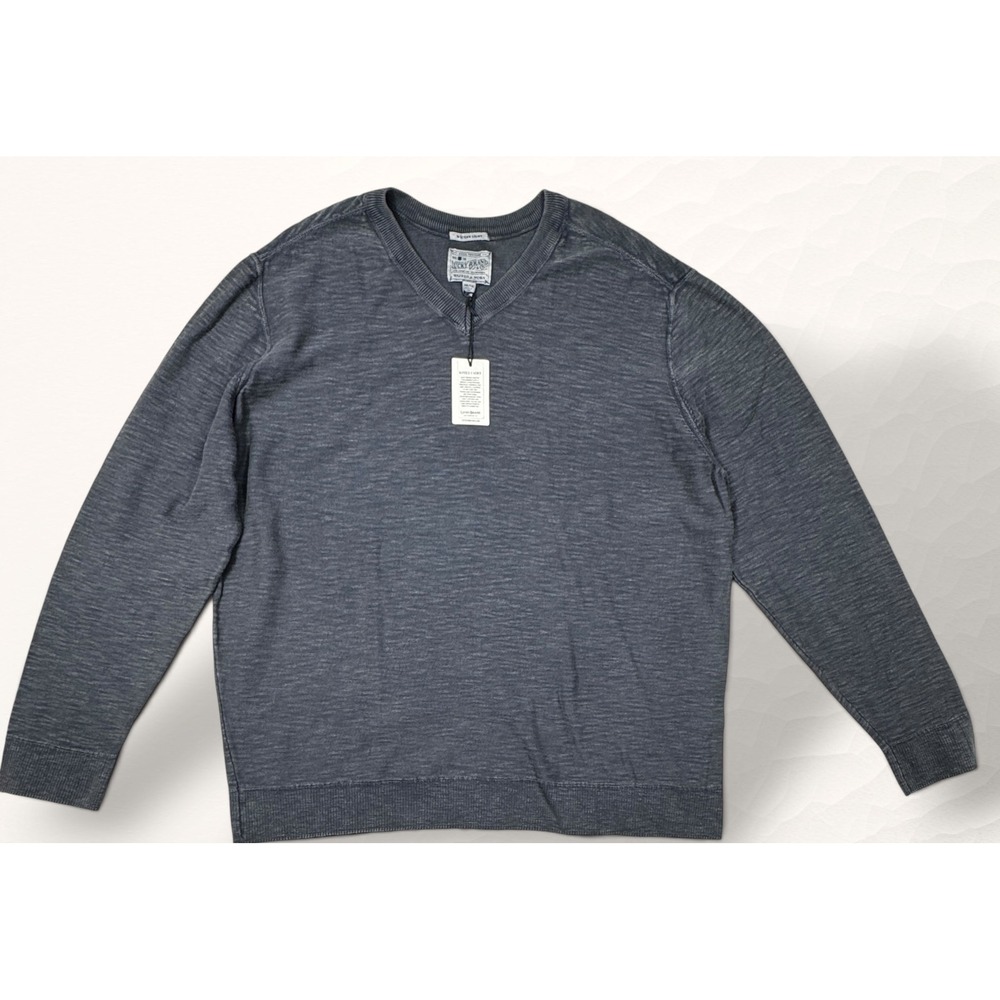 Lucky Brand V-Neck Sweater Mens XXL Blue Casual Slub Knit Pullover New